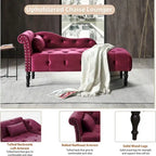 Chaise longue en velours 61 po avec 1 oreiller et garniture cloutée