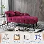 Chaise longue en velours 61 po avec 1 oreiller et garniture cloutée