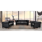 Ensemble de salon 3 pièces Brooks Classic Chesterfield – Fauteuil, causeuse et canapé
