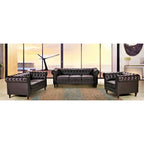 Ensemble de salon 3 pièces Brooks Classic Chesterfield – Fauteuil, causeuse et canapé