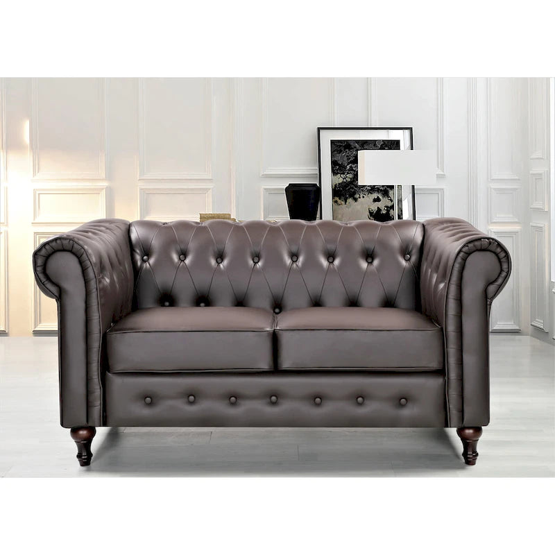 Ensemble de salon 3 pièces Brooks Classic Chesterfield – Fauteuil, causeuse et canapé