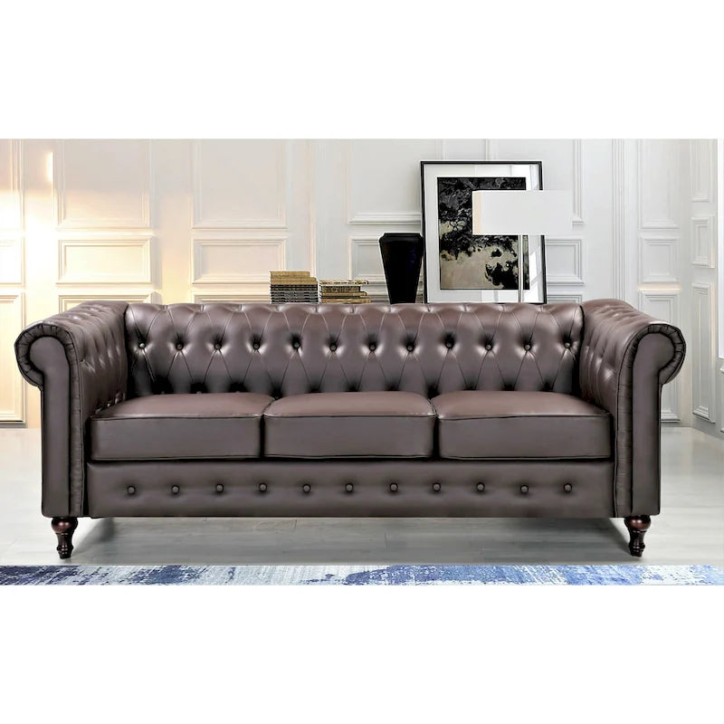 Ensemble de salon 3 pièces Brooks Classic Chesterfield – Fauteuil, causeuse et canapé