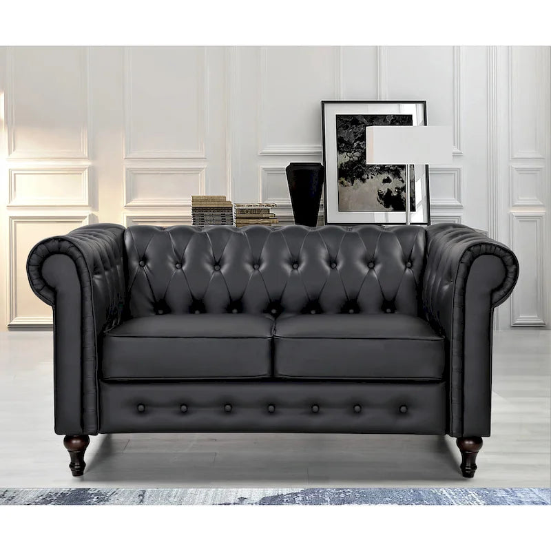 Ensemble de salon 3 pièces Brooks Classic Chesterfield – Fauteuil, causeuse et canapé