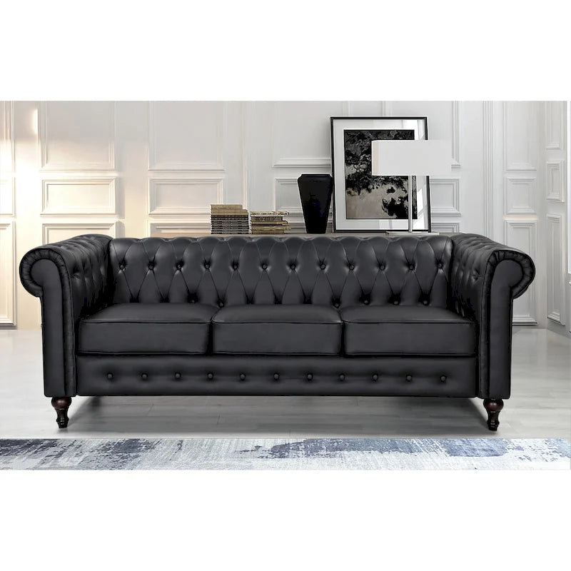 Ensemble de salon 3 pièces Brooks Classic Chesterfield – Fauteuil, causeuse et canapé