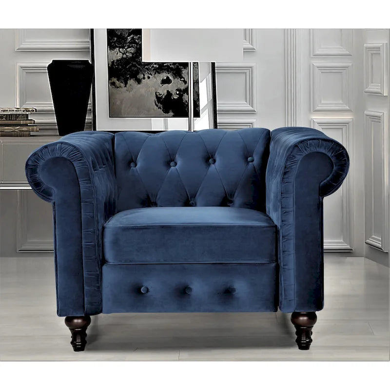 Ensemble de salon 3 pièces Brooks Classic Chesterfield – Fauteuil, causeuse et canapé