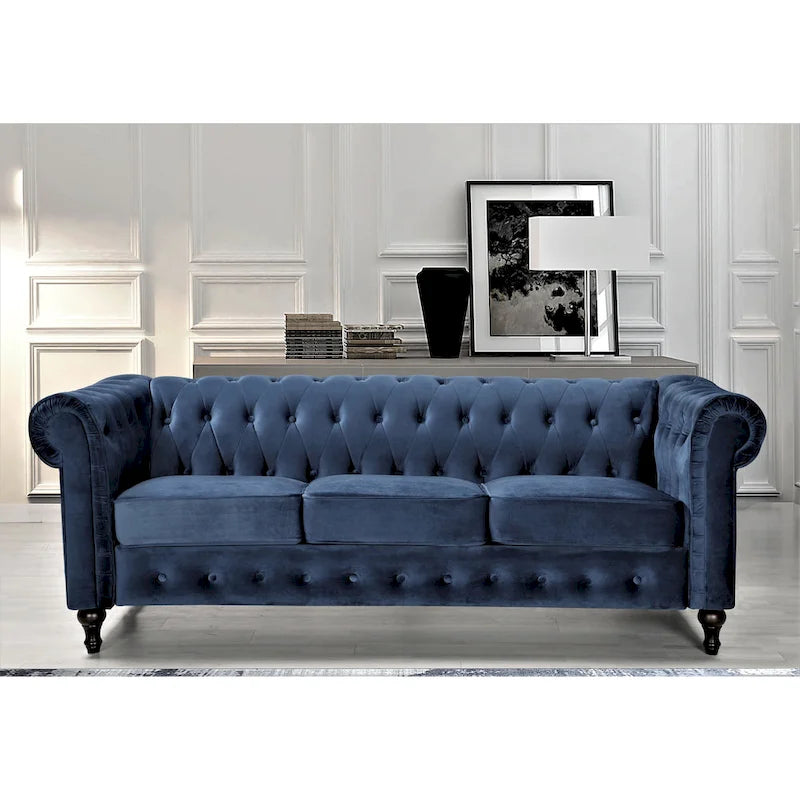 Ensemble de salon 3 pièces Brooks Classic Chesterfield – Fauteuil, causeuse et canapé