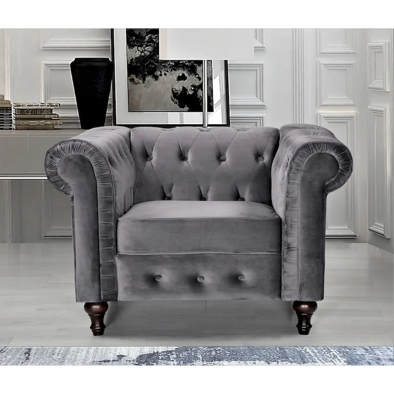 Ensemble de salon 3 pièces Brooks Classic Chesterfield – Fauteuil, causeuse et canapé