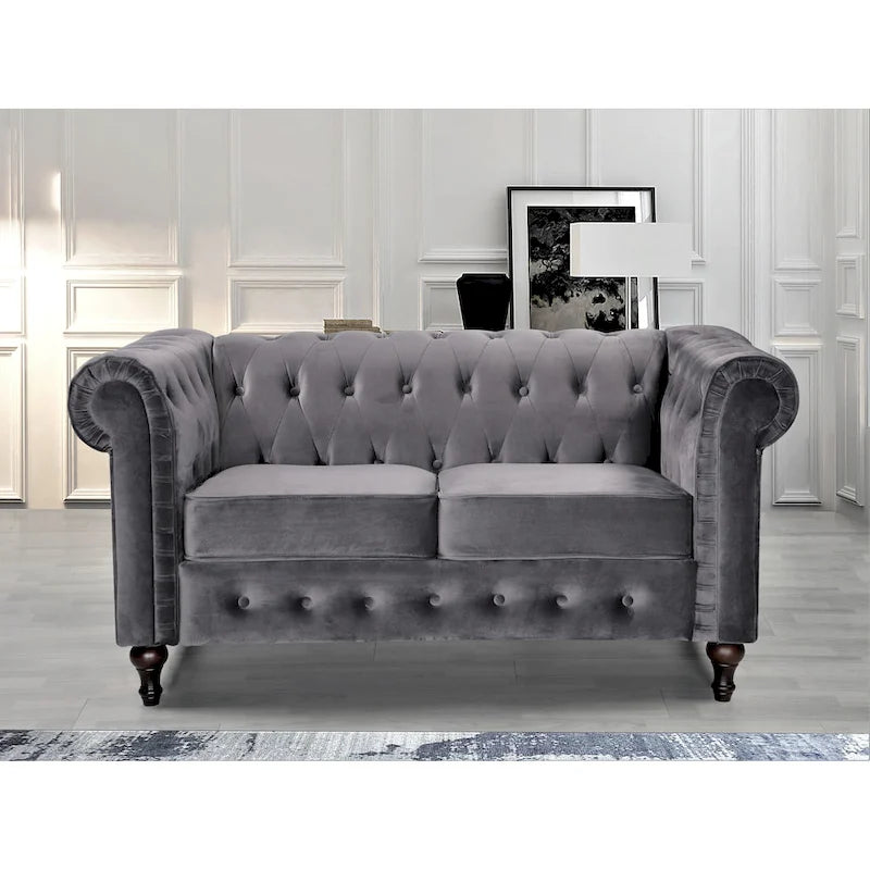 Ensemble de salon 3 pièces Brooks Classic Chesterfield – Fauteuil, causeuse et canapé