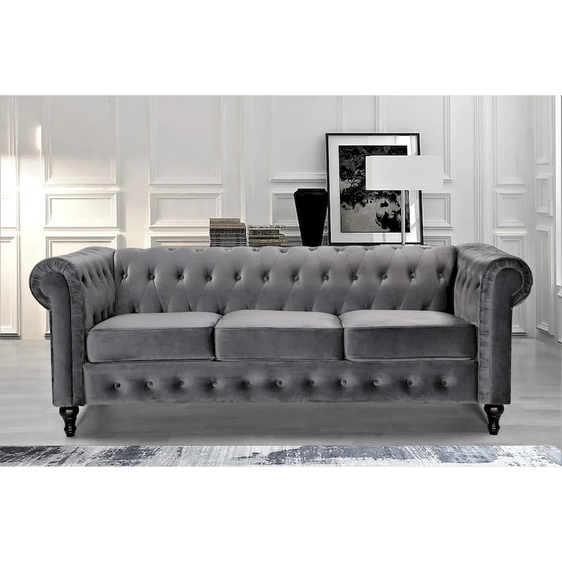 Ensemble de salon 3 pièces Brooks Classic Chesterfield – Fauteuil, causeuse et canapé