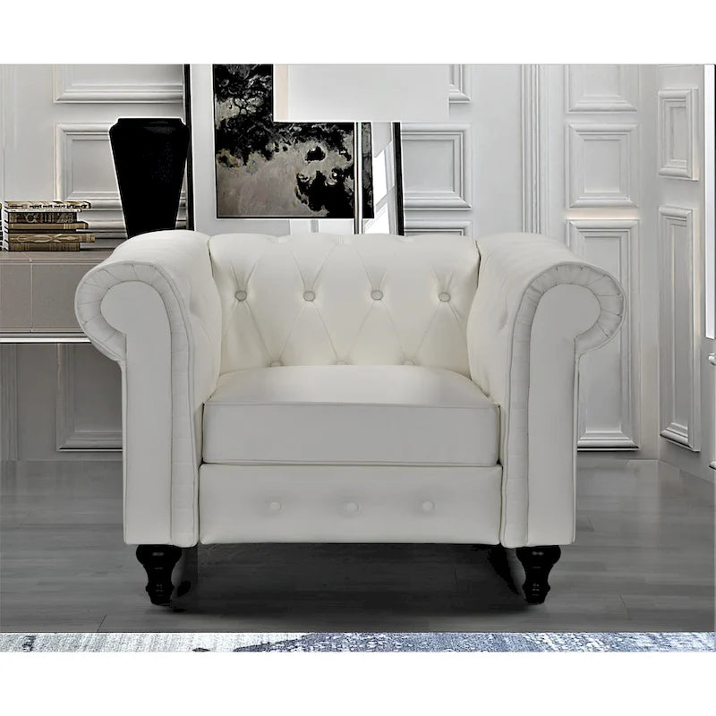 Ensemble de salon 3 pièces Brooks Classic Chesterfield – Fauteuil, causeuse et canapé