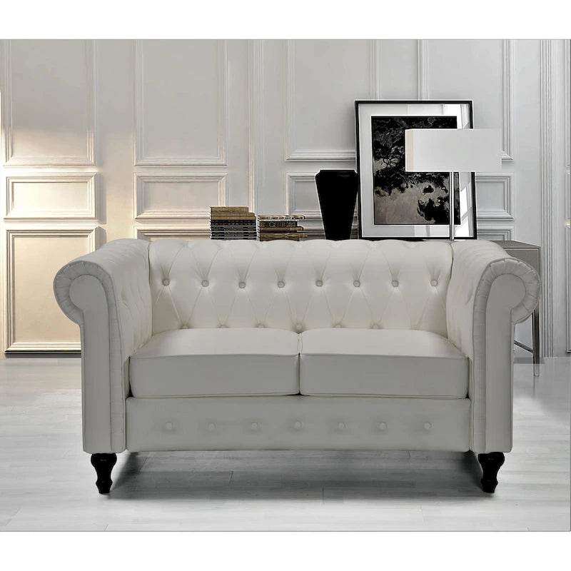 Ensemble de salon 3 pièces Brooks Classic Chesterfield – Fauteuil, causeuse et canapé