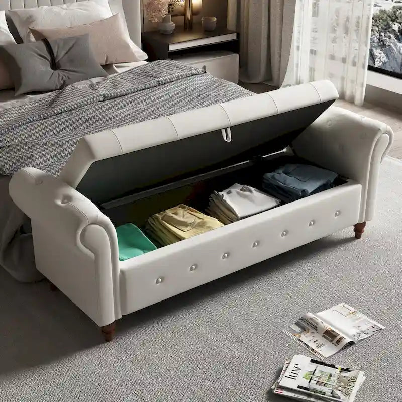 Banc de rangement capitonné