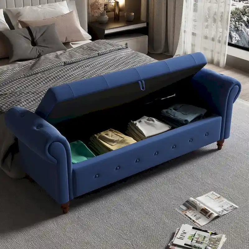Banc de rangement capitonné