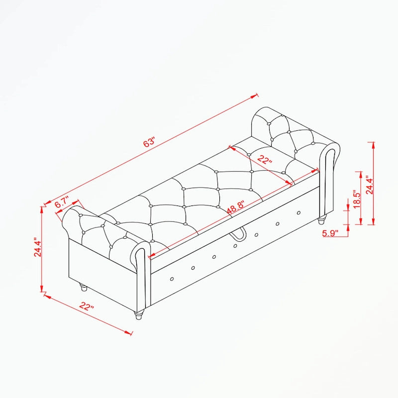 Banc de rangement capitonné