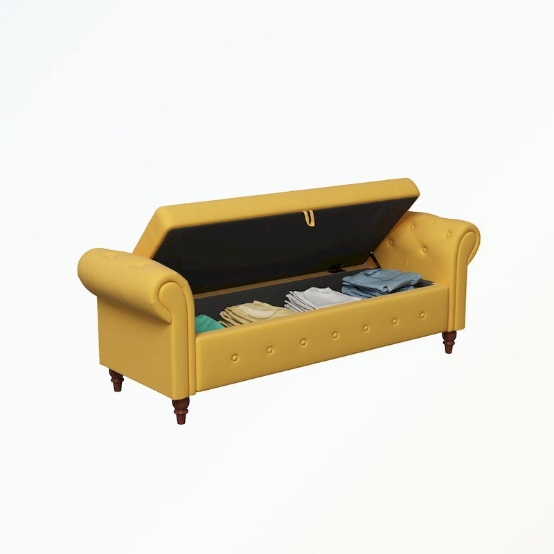 Banc de rangement capitonné