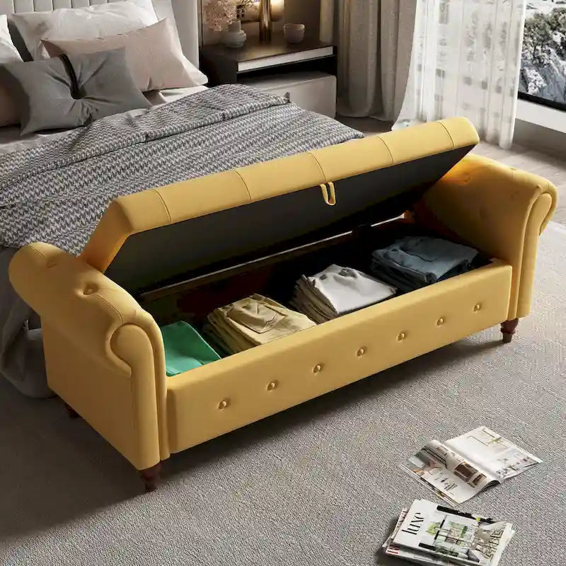 Banc de rangement capitonné