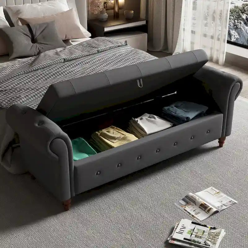 Banc de rangement capitonné