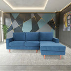Canapé d'angle contemporain Coast to Coast Sofas, tissu polyester, cadre en bois massif, rembourré
