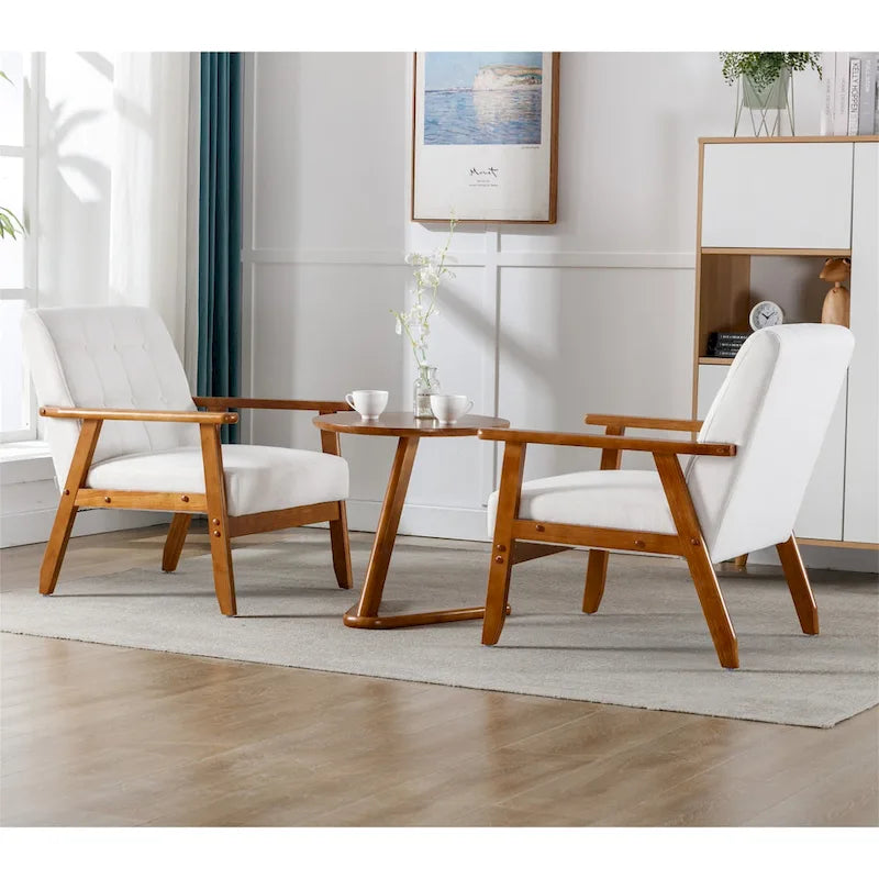 Mid Century Modern Accent Chairs Set of 2 with Side Table