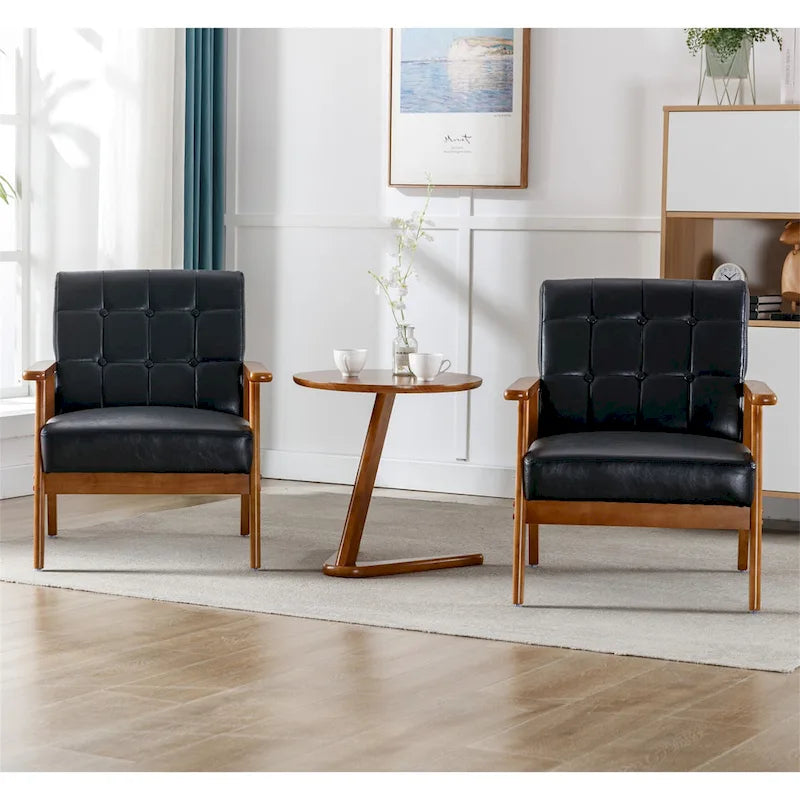 Lot de 2 fauteuils d'appoint modernes du milieu du siècle avec table d'appoint