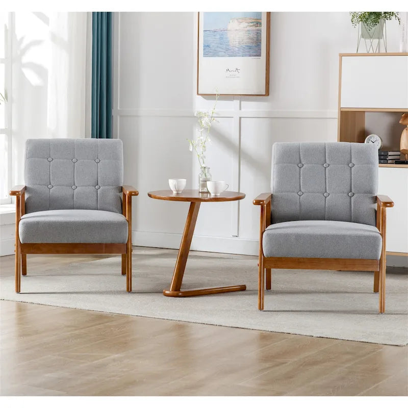Lot de 2 fauteuils d'appoint modernes du milieu du siècle avec table d'appoint