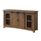 Meuble télé console Brookhaven de 65 po en bois massif avec porte de grange – 35 po de haut x 65 po de large x 19 po de profond