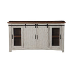 Meuble télé console Brookhaven de 65 po en bois massif avec porte de grange – 35 po de haut x 65 po de large x 19 po de profond
