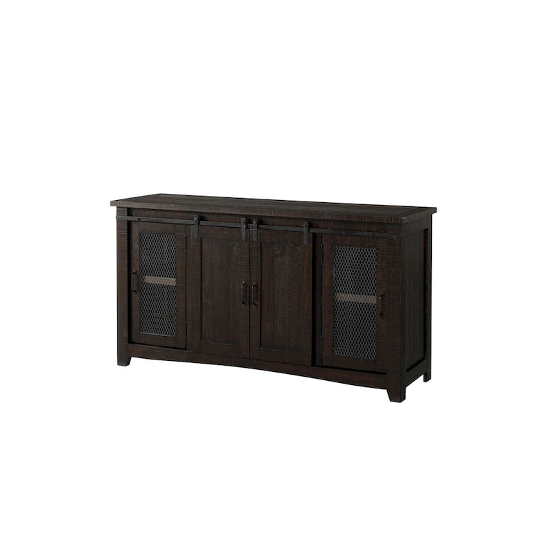 Meuble télé console Brookhaven de 65 po en bois massif avec porte de grange – 35 po de haut x 65 po de large x 19 po de profond