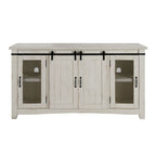 Meuble télé console Brookhaven de 65 po en bois massif avec porte de grange – 35 po de haut x 65 po de large x 19 po de profond