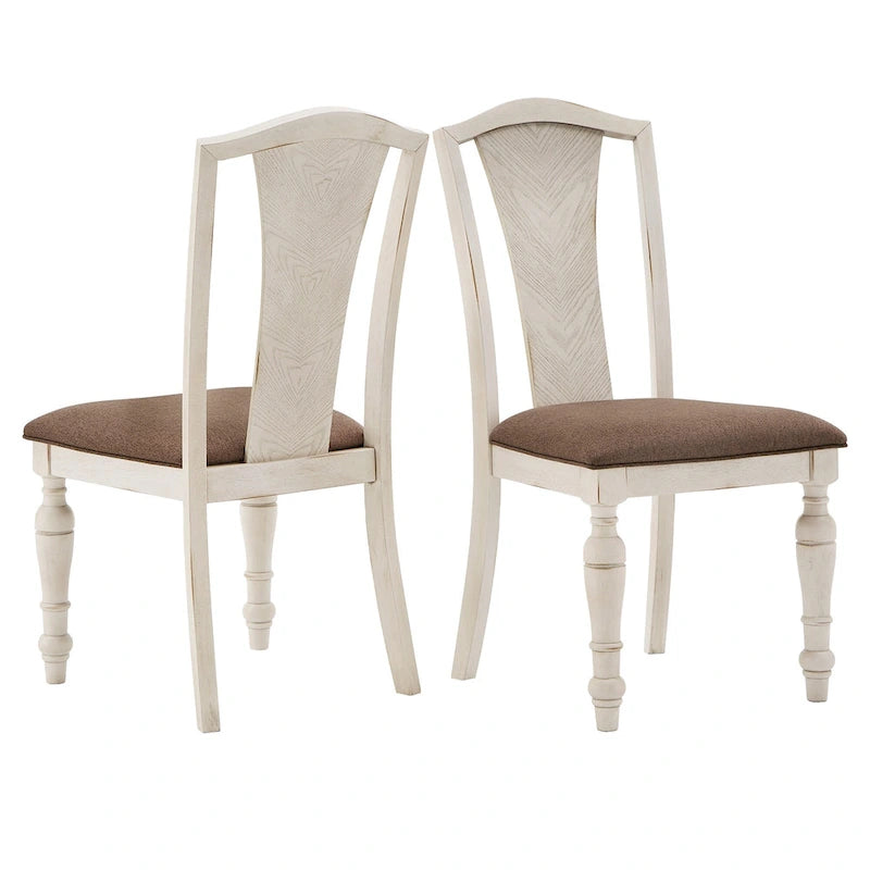 Ensemble de salle à manger rond Tournus bicolore en bois d'hévéa massif par iNSPIRE Q Classic