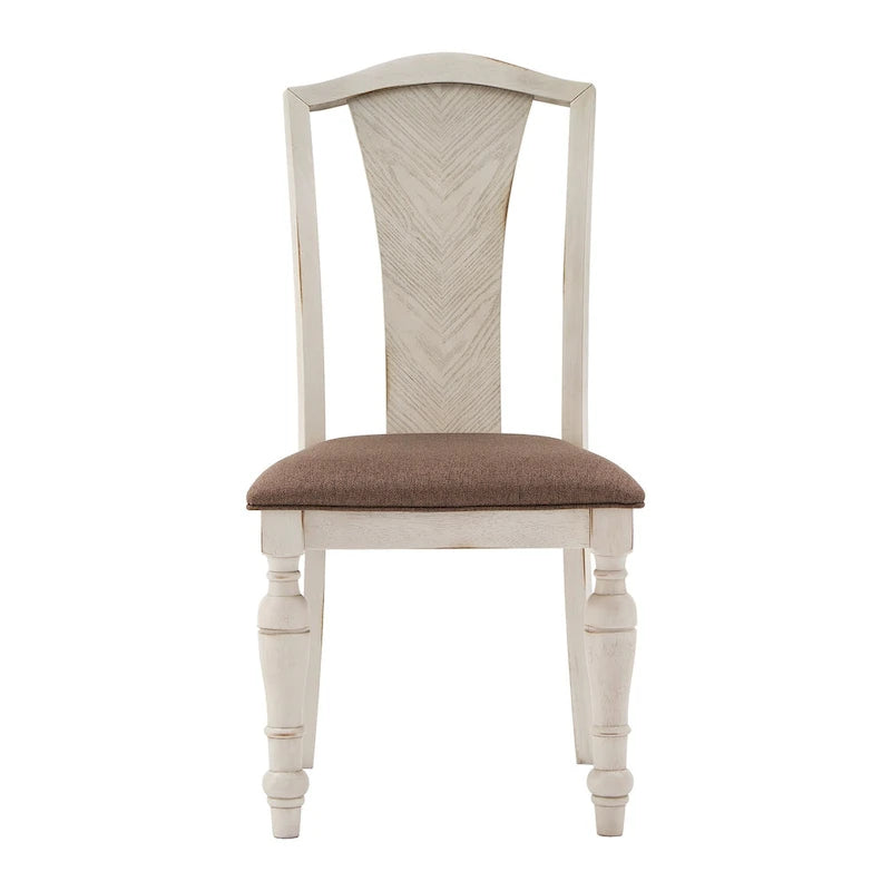 Ensemble de salle à manger rond Tournus bicolore en bois d'hévéa massif par iNSPIRE Q Classic