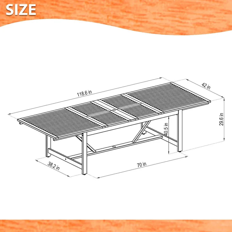 Amazonia Sunset Résine/Eucalyptus Ensemble de salle à manger d'extérieur extensible 11 pièces
