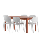 Ensemble de salle à manger 7 pièces Amazonia Outdoor Patio Dante - Chaises blanches