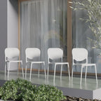 Ensemble de salle à manger 7 pièces Amazonia Outdoor Patio Dante - Chaises blanches