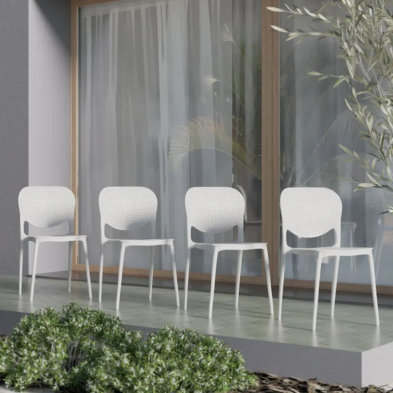 Ensemble de salle à manger 7 pièces Amazonia Outdoor Patio Dante - Chaises blanches