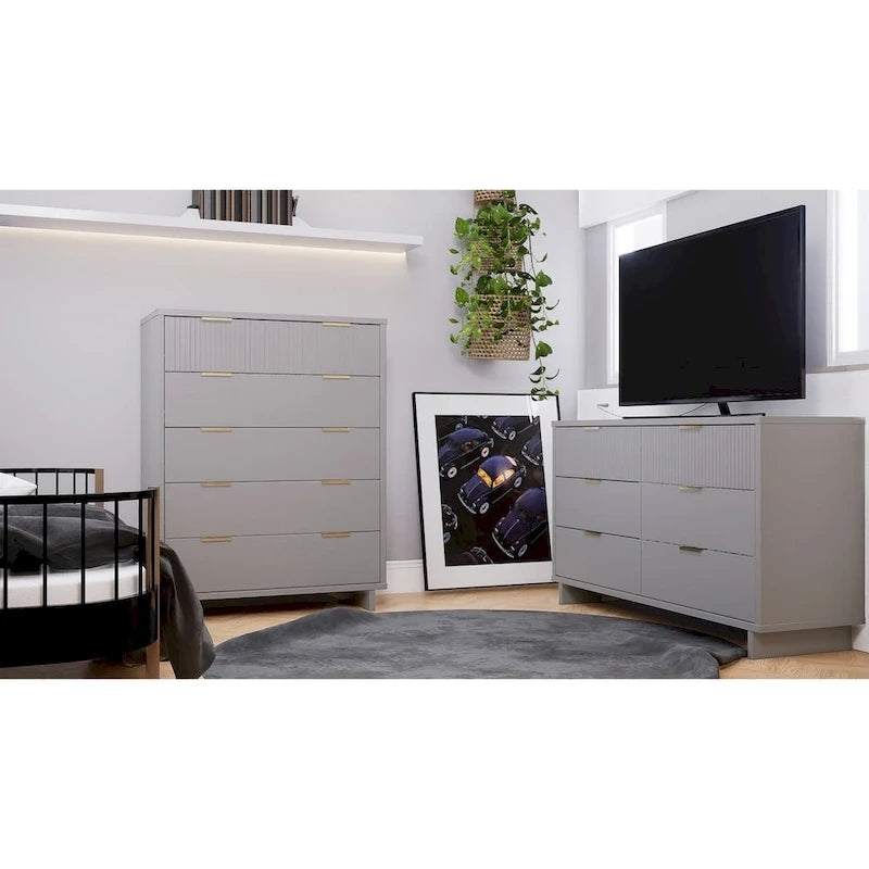Ensemble commode haute et commode double Granville Modern en bois massif 2 pièces Manhattan Comfort