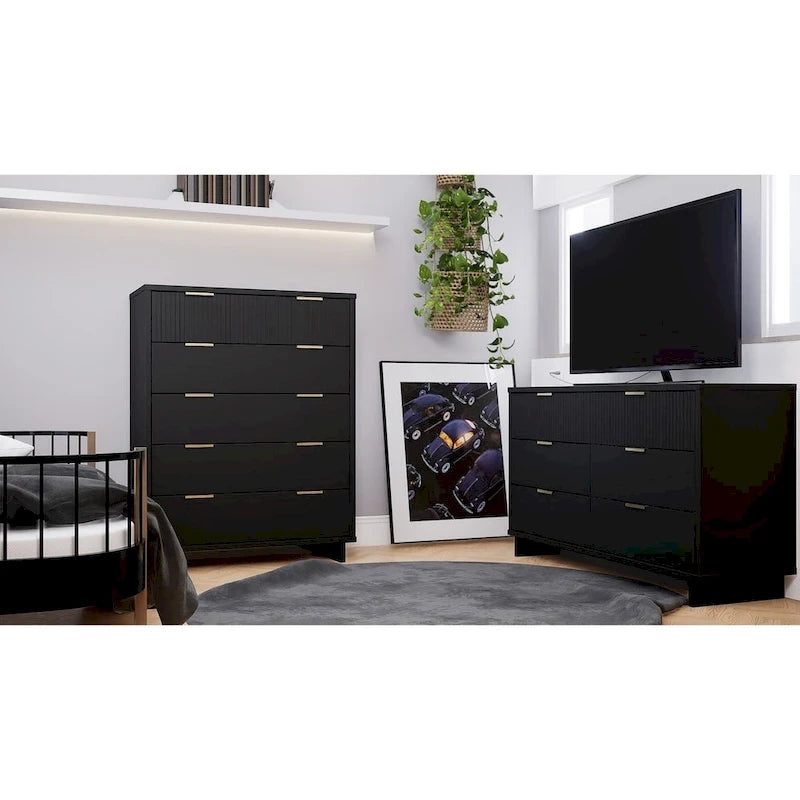 Ensemble commode haute et commode double Granville Modern en bois massif 2 pièces Manhattan Comfort