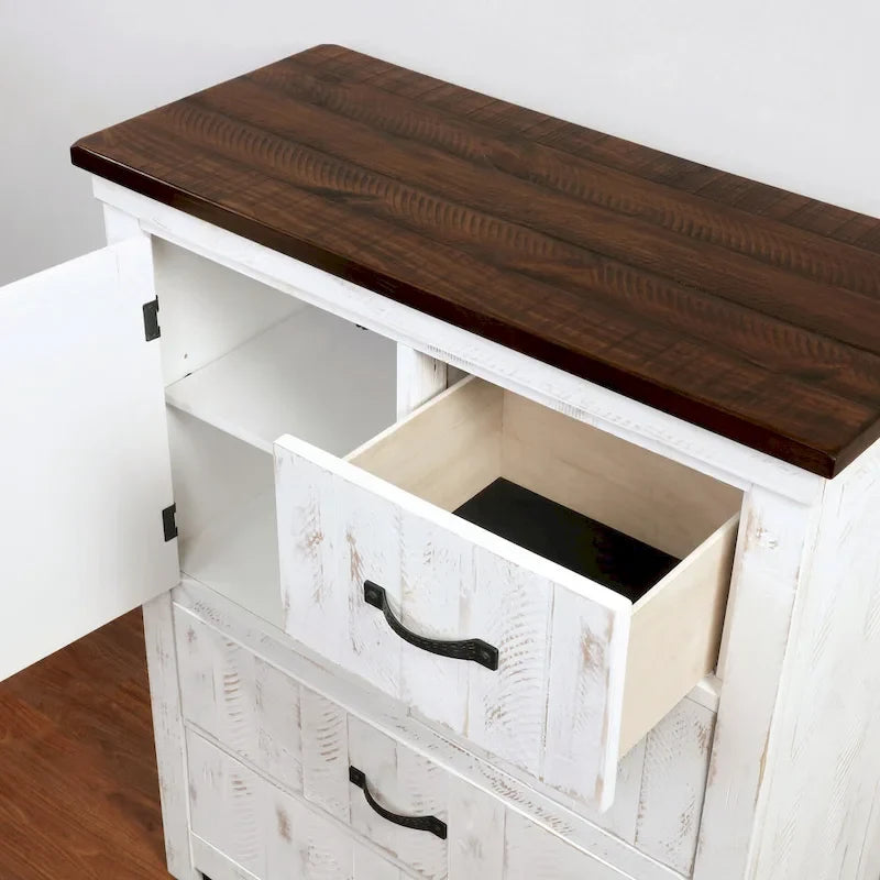 Ensemble de chambre à coucher 3 pièces Ynez Farmhouse White Pine avec panneau et port USB par Furniture of America