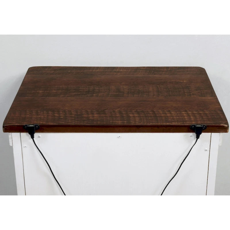 Ensemble de chambre à coucher 3 pièces Ynez Farmhouse White Pine avec panneau et port USB par Furniture of America