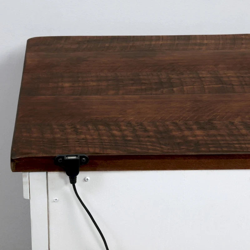 Ensemble de chambre à coucher 3 pièces Ynez Farmhouse White Pine avec panneau et port USB par Furniture of America