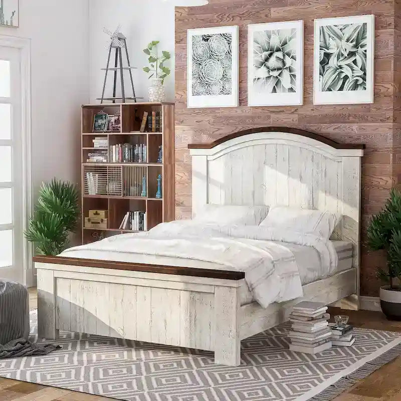 Ensemble de chambre à coucher 3 pièces Ynez Farmhouse White Pine avec panneau et port USB par Furniture of America