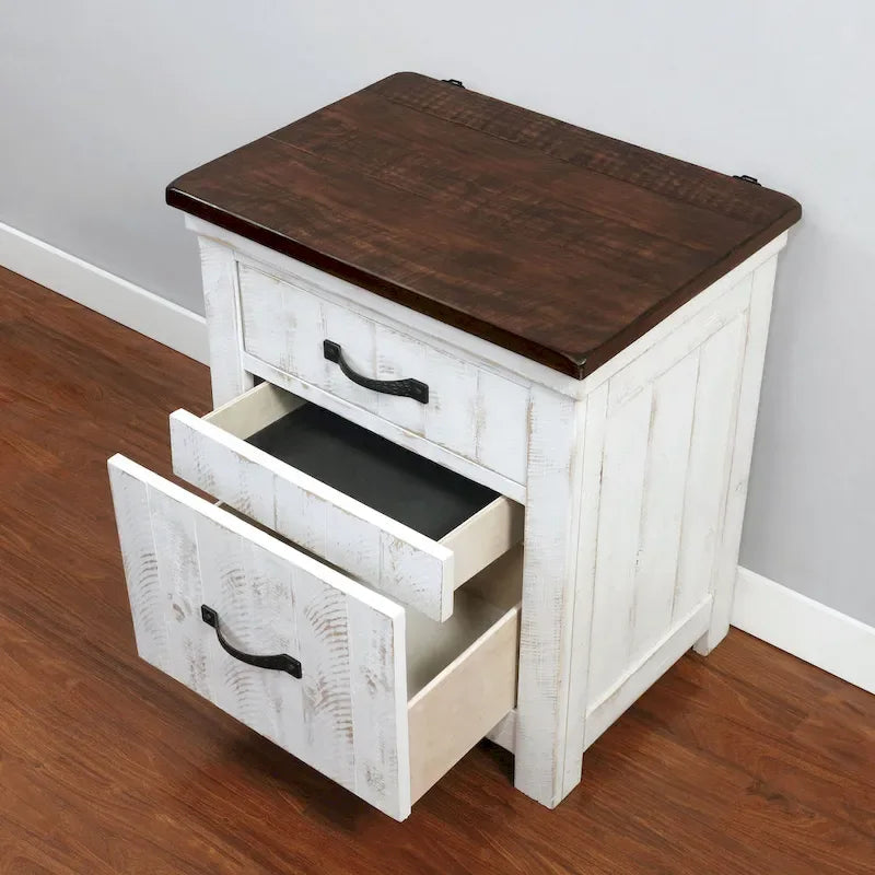 Ensemble de chambre à coucher 3 pièces Ynez Farmhouse White Pine avec panneau et port USB par Furniture of America