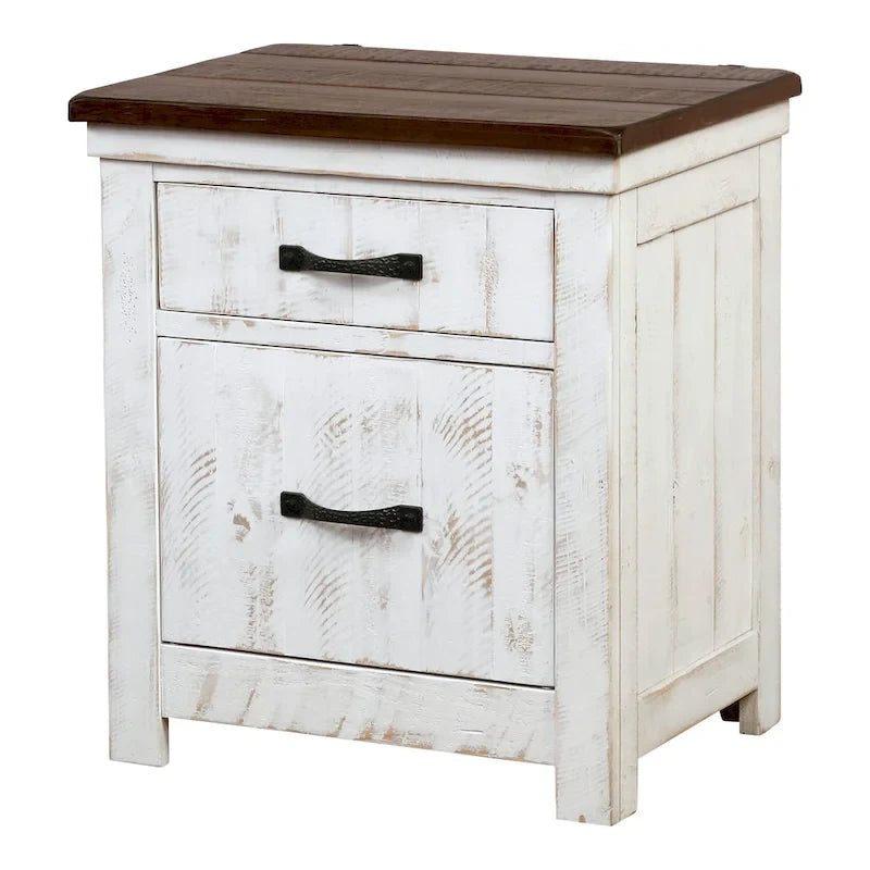 Ensemble de chambre à coucher 3 pièces Ynez Farmhouse White Pine avec panneau et port USB par Furniture of America