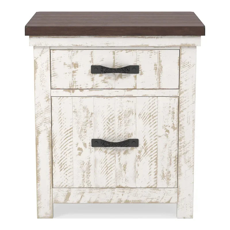 Ensemble de chambre à coucher 3 pièces Ynez Farmhouse White Pine avec panneau et port USB par Furniture of America