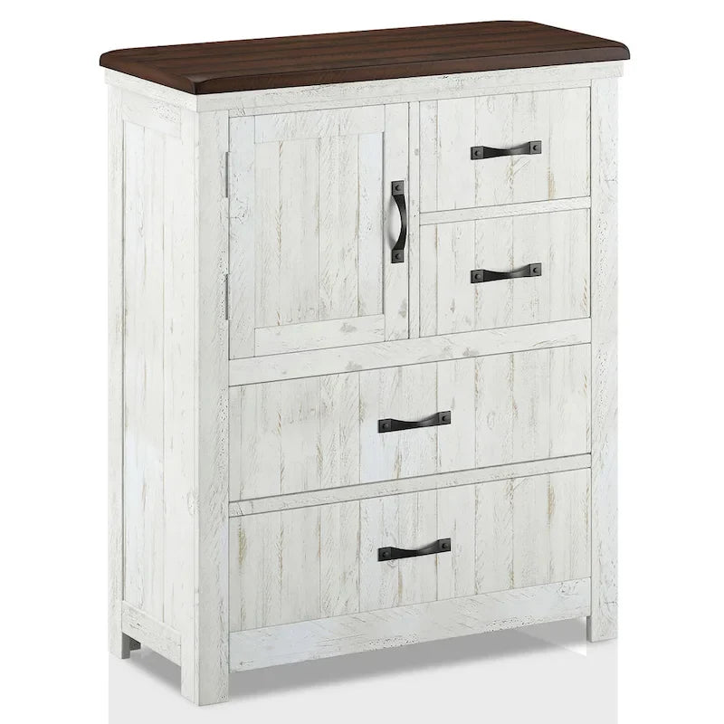 Ensemble de chambre à coucher 3 pièces Ynez Farmhouse White Pine avec panneau et port USB par Furniture of America