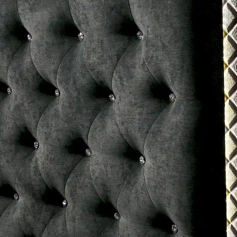 Lit capitonné Quista Glam gris en tissu avec LED de Furniture of America