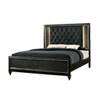 Lit capitonné Quista Glam gris en tissu avec LED de Furniture of America