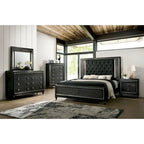 Lit capitonné Quista Glam gris en tissu avec LED de Furniture of America