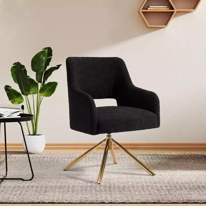 Fauteuil pivotant Genevieve de style moderne du milieu du siècle, avec revêtement en bouclé, par WestinTrends