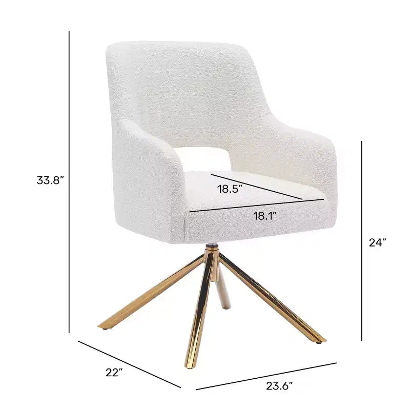 Fauteuil pivotant Genevieve de style moderne du milieu du siècle, avec revêtement en bouclé, par WestinTrends